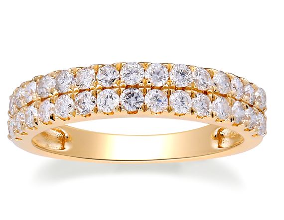 14Y Half Double Row Diamond Band Sz 7