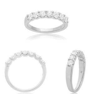 14W 7 Round Diamond Shared Prong "U" Style Wedding Band Size 6.5