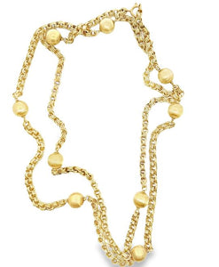 18Y 30" Textured Ball and Triple Round Link Necklace