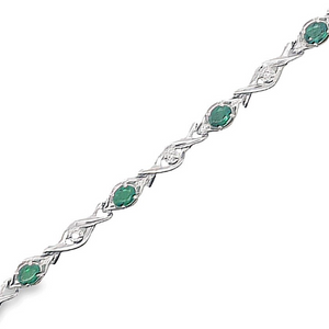 14W Emerald and Diamond Fancy Link Bracelet