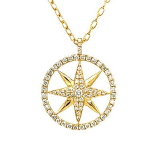 A&P Afrain Co Inc.- 18Y Pave Star with Diamond Circle Halo Pendant on 16"-18" Cable Chain