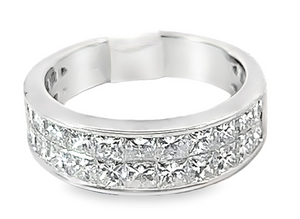 Platinum Double Row Invisible Set P/C Diamond Band Size 7