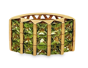 18Y Triple Row Channel Set Square Peridot Slide