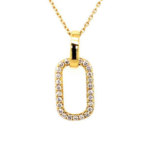 18Y Open Elongated Cushion Pave' Diamond Pendant