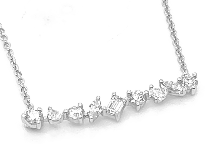 14W Mixed Cut Lab Grown Diamond Bar Necklace
