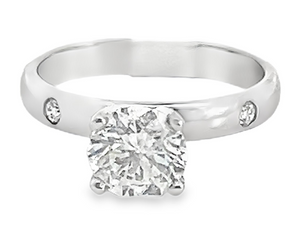 Platinum Round Diamond in Flush Set Diamond Ring Size 6.5