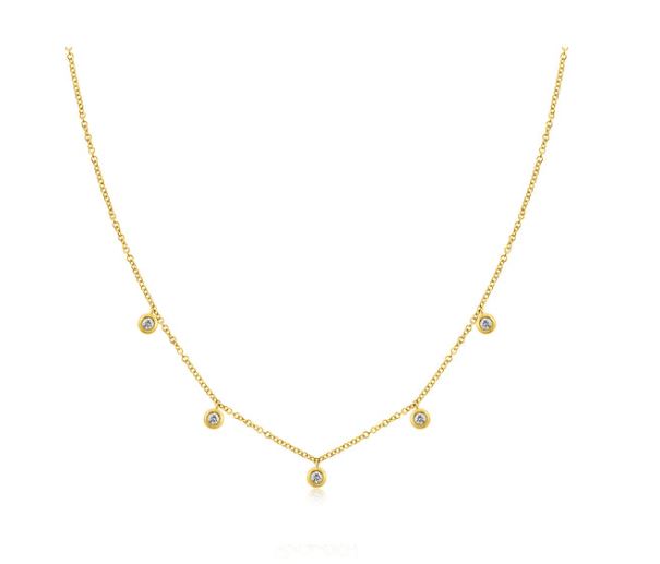 14Y 5 Round Bezel Diamond Dangle Necklace