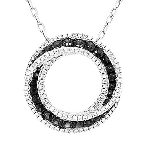 18W 3 Strand Swirl Pendant with White and Black Diamonds on Chain