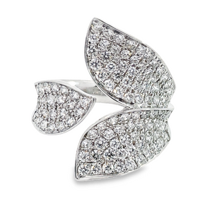 18W Round 3-Freeform Pave' Diamond "Leaf" Ring Size 7
