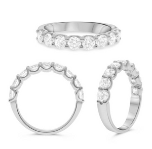 14W 9 Stone RBC Diamond Shared U-Prong Band Size 6.5