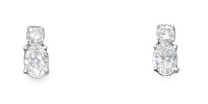Gordon Brothers- 10W Two Stone Round and Oval Stud Earrings