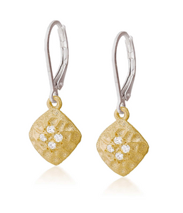 Sterling Silver 18K Vermeil Earrings with White Sapphire