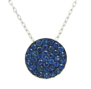 18W Pave' Blue Sapphire Disc Pendant on 16"-18" Open Cable Chain