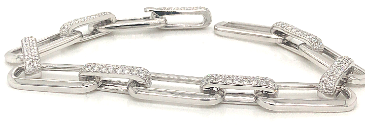 14W Paperclip Link Pave Diamond Bracelet