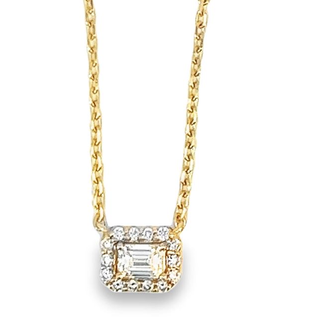 14Y E/C 0.30ctw Rd 0.13ctw Diamond Necklace D/C Cable with Lobster
