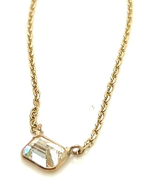 14Y .50ct E/W Emerald Cut Diamond Necklace on 17" Cable