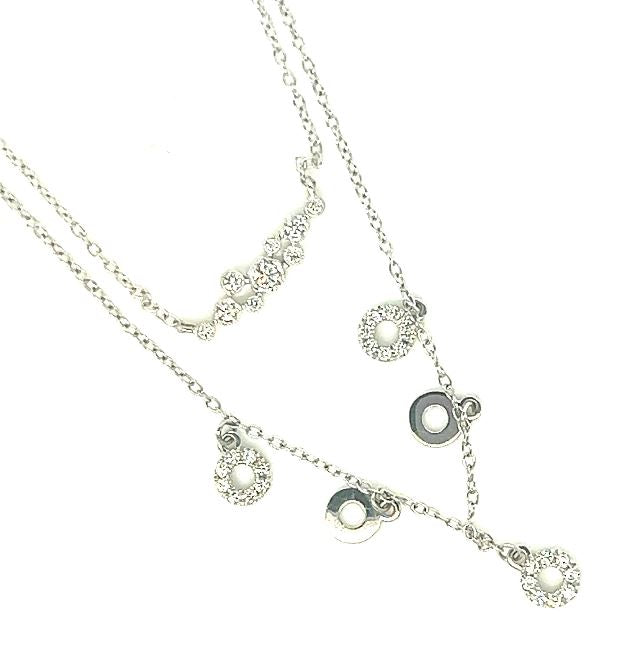 14W Horizontal Multi Circle Pave' Diamond Necklace