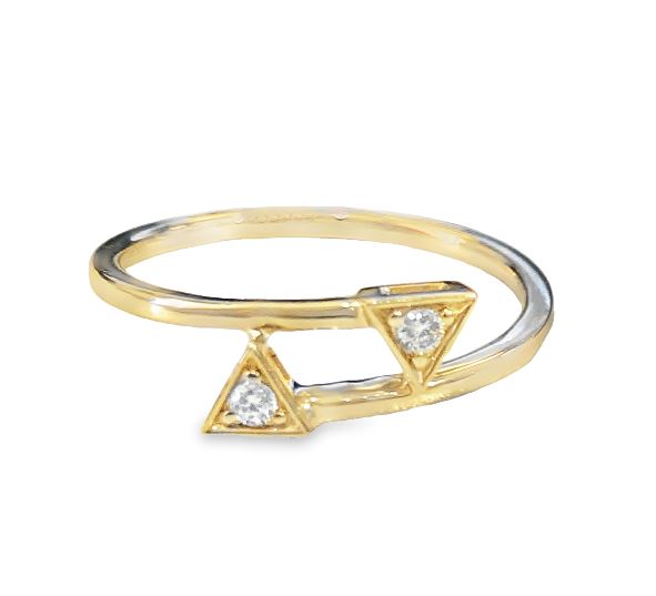 14Y Double Triangle Arrow Diamond Bypass Ring Size 6