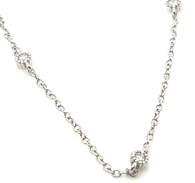 14W Bezel Diamond By The Yard Neck .18cts 16-18"