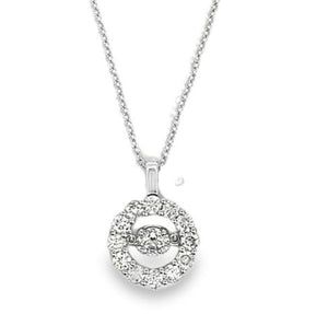 14W Round Brilliant Cut Diamond Halo Pendant with Dangling Diamond Center on Chain