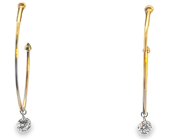 14Y Round Drilled Diamond Earrings