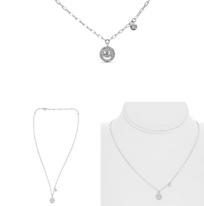 Roman Jules 14W Paperclip Chain Pave Diamond Smiley Pendant Necklace