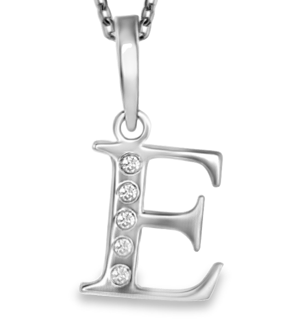 Sterling Silver Diamond Initial 'E' Pendant with Chain