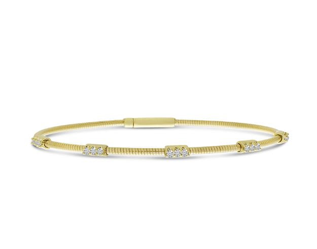 14Y Flexible Diamond Bracelet w/5 Stations (3 Diamonds Each)