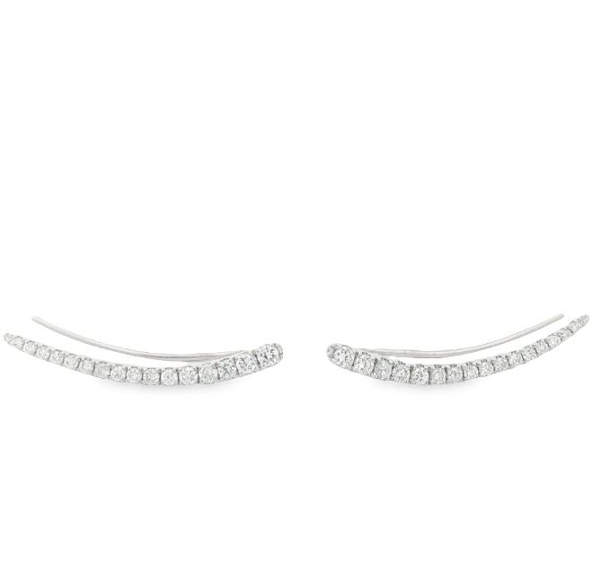 18W Round Diamond Curved Ear Climbers
