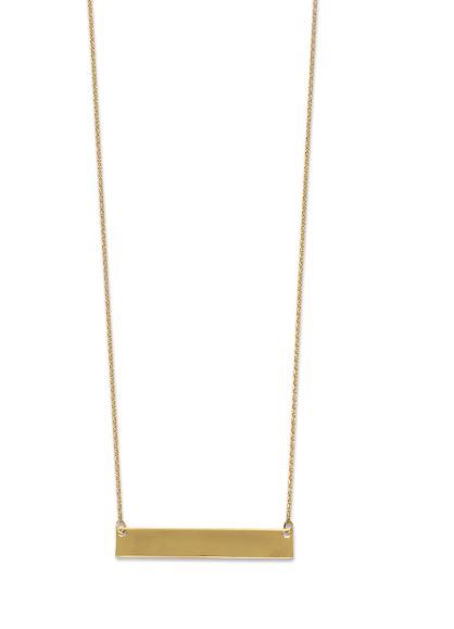 14K Gold-Plated Sterling Silver 18" Engraveable Bar Necklace
