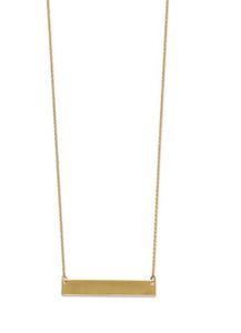 14K Gold-Plated Sterling Silver 18" Engraveable Bar Necklace