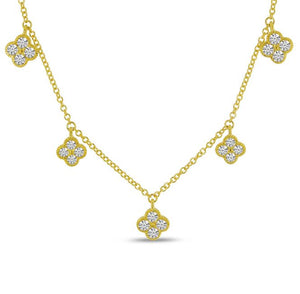 Color Merchants Inc- 14Y Diamond Stationed Quatrefoil 18 inch Necklace