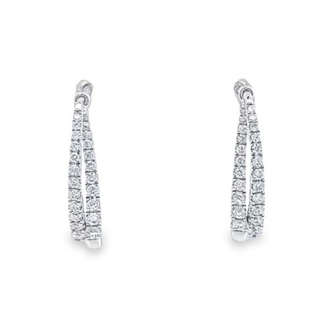 14W RBC LG Graduated Diamond Curved Front/Back Jacket Earrings with Friction Posts and Backs