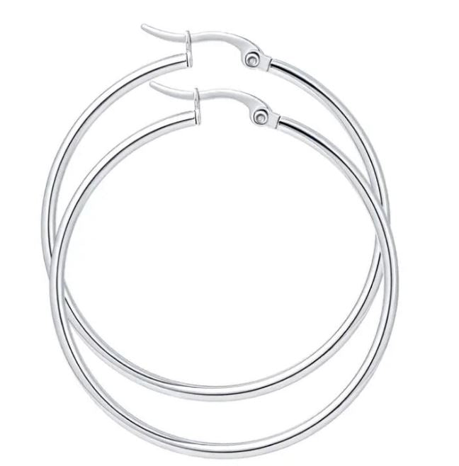 Sterling Silver Hoop Earrings with Hinge Clasp