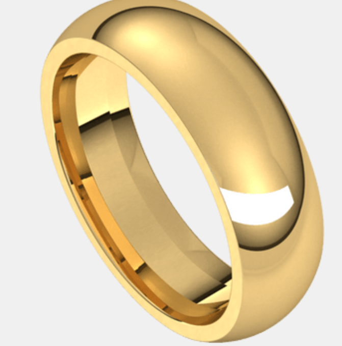 10Y 6mm Half Round Comfort Fit Band Size 10