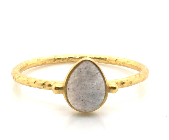 Sterling Silver 18Y Vermeil Labradorite Ring Size 8