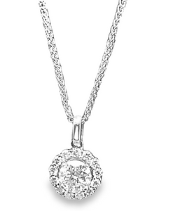 14W Center in 13 Round Halo Diamond Pendant