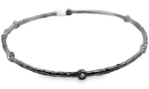 Sterling Silver Bangle Black Rhodium and White Sapphire