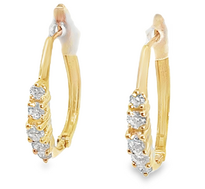 14Y 5 Round Graduated Diamond Hoop Earrings