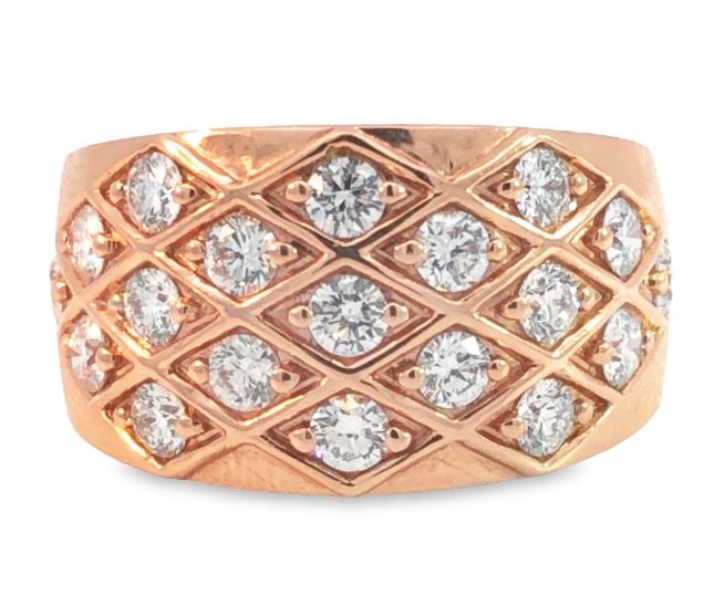 14R Tapered Diamond Shape Diamond Wide Band Size 6