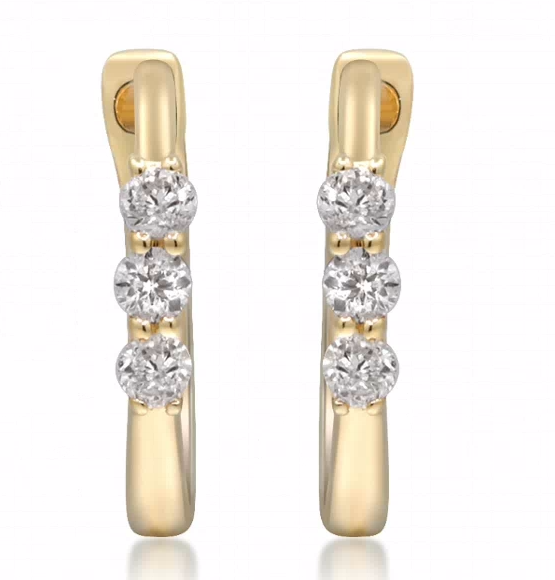 14Y 3 Diamond Earring Huggy Hoop Earrings