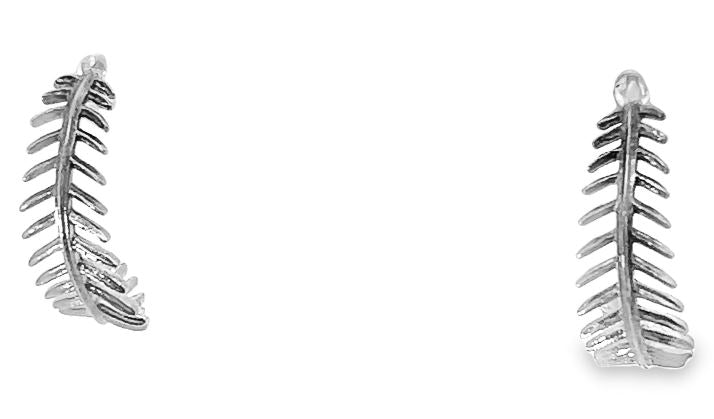 Sterling Silver Feather Hoop Earrings