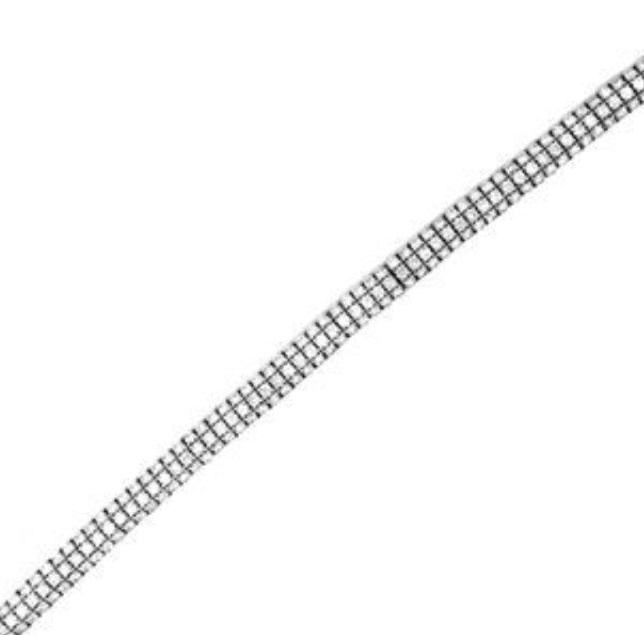 14W Three Row Round Domed Diamond Bracelet