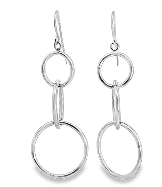 14W Triple Open Loop Dangle Earrings