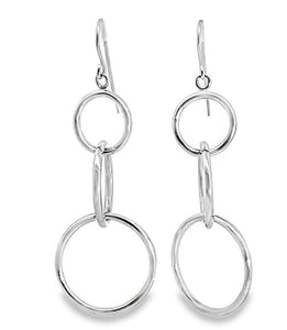 14W Triple Open Loop Dangle Earrings