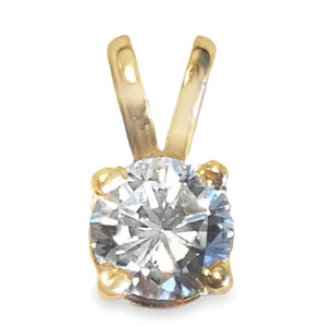 14Y Round Brilliant Cut Diamond V Bail Pendant