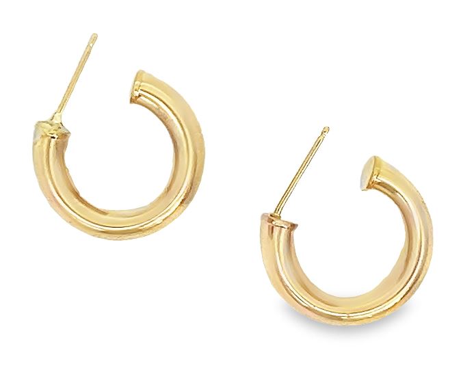 14Y Domed 3/4 Hoop Earrings