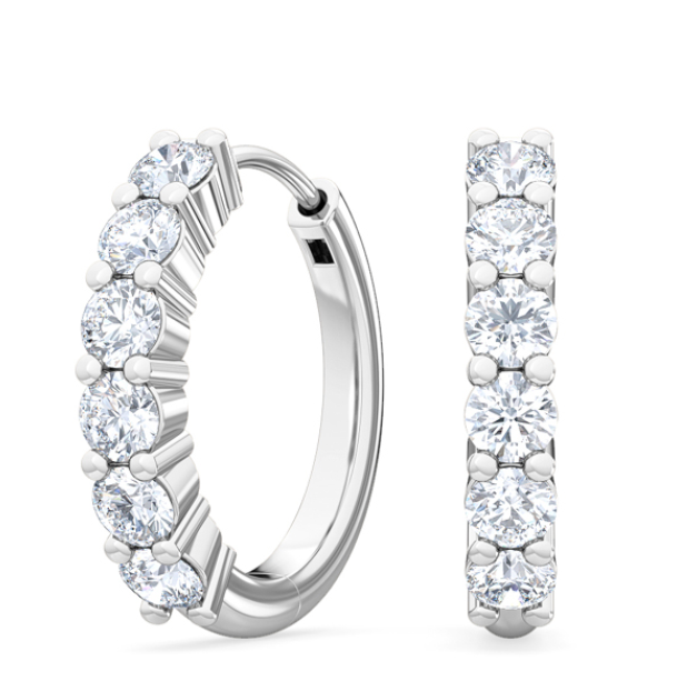 14W F-G/VS1 RBC LG Diamond Huggies with Click-In Posts Earrings