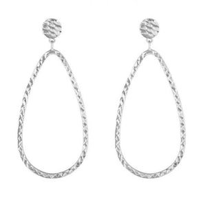 14W Large Tear Drop Earrings with Diamond Cut Detail on Posts
