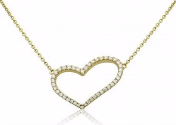 14Y Asymmetrical Prong Set Open Heart